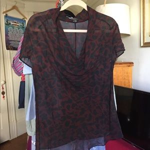 Theory Animal print cowl neck top